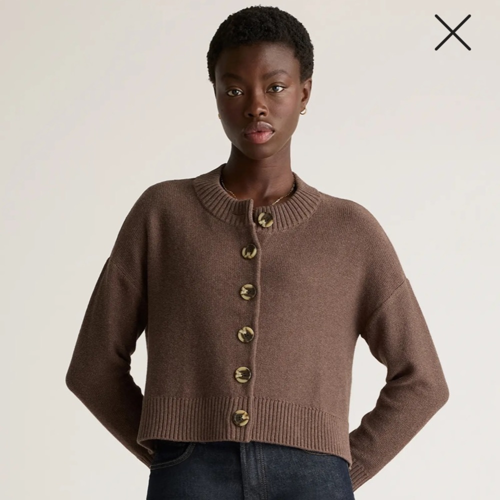 Quince 100% Organic Cotton Cropped Cardigan in Médium